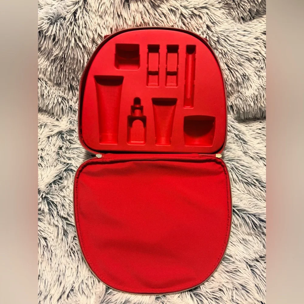 Estée Lauder 2025 Holiday Blockbuster Red polkadot Train Case Makeup Bag